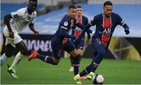  ?? Photograph: Nicolas Tucat/AFP/Getty Images ?? What tactics will Pep Guardiola use to contain Neymar (right) and Kylian Mbappé?