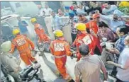  ?? SOURCED ?? National Disaster Response Force and State Disaster Response Force teams during the rescue operation at Preet Colony in Rupnagar on Thursday.