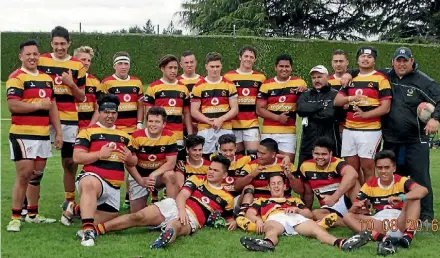  ??  ?? Chey Jacobs (top row, fourth from left) with the Waikato Under 17 Maori Rugby team.