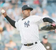  ?? AP ?? ↑ El as del pitcheo de los Yanquis de New York, Luis Severino, tras triunfo 14.