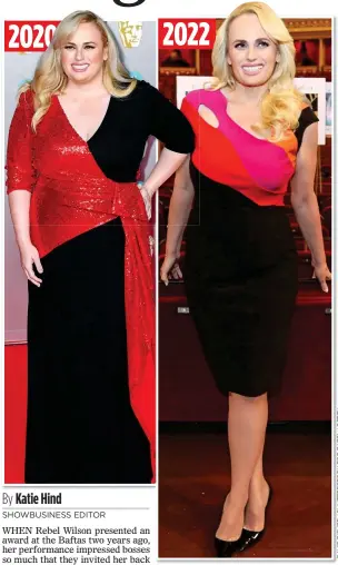  ?? ?? LESS OF A REBEL: Ms Wilson puts most of her weight loss since the 2020 ceremony, left, down to walking more