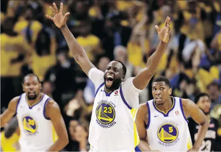  ?? MARCIO JOSE SANCHEZ/THE ASSOCIATED PRESS ?? Draymond Green has been a dominant force for the Warriors in the first two rounds of the NBA playoffs, and not just for his play on the court. His antics have even riled up commentato­r Charles Barkley, who has threatened to punch him in the face.