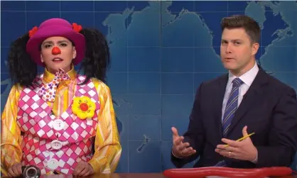  ?? Photograph: YouTube ?? Cecily Strong and Colin Jost on Saturday Night Live.