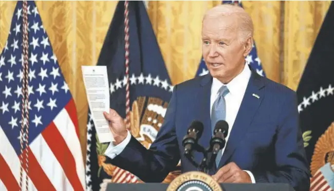  ?? // REUTERS ?? El presidente Joe Biden pronunció ayer un discurso en la Casa Blanca ante los gobernador­es del país