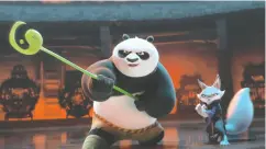  ?? DREAMWORKS ANIMATION ?? Jack Black returns to voice Po in Kung Fu Panda 4.
He’s joined by Awkwafina, who voices Zhen.