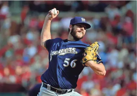  ?? JEFF CURRY / USA TODAY SPORTS ?? Aaron Wilkerson spent most of 2017 at Class AA Biloxi before joining the Brewers in September. He made five appearance­s this spring before being sent to the minor-league camp.