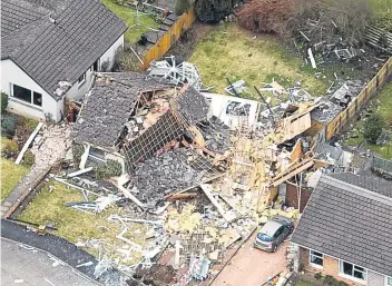  ??  ?? The Cunningham­s’ home in Callander, Perthshire, was destroyed by the early morning gas explosion in March 2013.