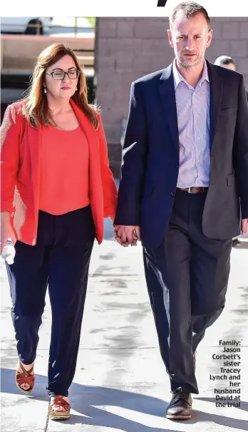  ??  ?? Family: Jason Corbett’s sister Tracey Lynch and her husband David at the trial