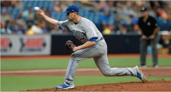  ?? AP PHOTO ?? Toronto Blue Jays pitcher Brock Stewart pitches during a game Wednesday in St. Petersburg, Fla.