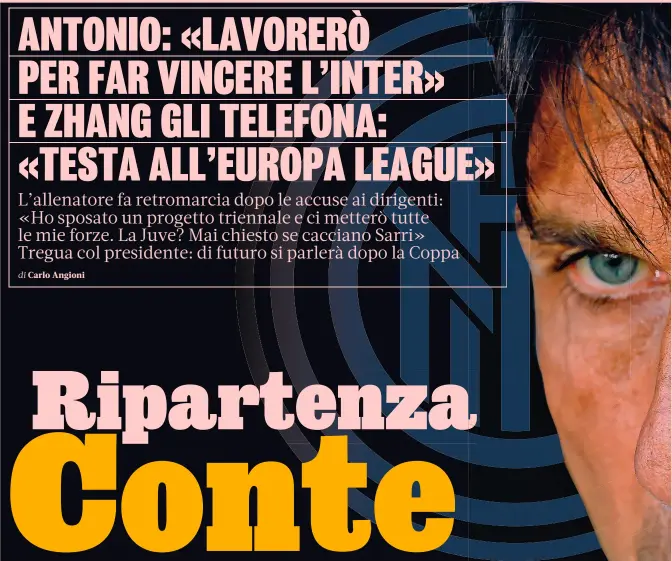  ?? GETTY ?? Allenatore e presidente Nella foto grande Antonio Conte, 51 anni, prima stagione all’Inter.
A destra Steven Zhang, 28 anni, presidente nerazzurro dal 2018