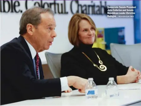  ??  ?? Democratic Senate President John Cullerton and Senate Republican Leader Christine Radogno.| RICH HEIN/ SUN- TIMES