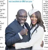  ??  ?? Edward Enninful with his old friend Naomi Campbell when he was awarded an OBE last year