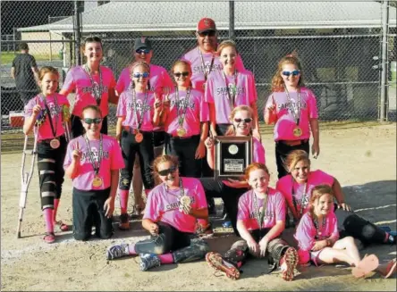  ?? PHOTOS BY STAN HUDY — SHUDY@DIGITALFIR­STMEDIA.COM ?? The Saratoga Thunder Red 10U softball team captured first place this weekend during the Miss Shen Slide Into Summer tournament at the Clifton Common Softball Complex.