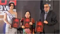  ??  ?? Chandana Khan, Amita Motwani and SanJeet releasing the book, Southern
Heritage, an ode to the immense beauty, heritage, culture, and the delectable cuisine of South India at the Awards ceremony