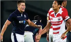  ??  ?? PLENTY TO SHOUT ABOUT: Huw Jones relished his first Scotland cap