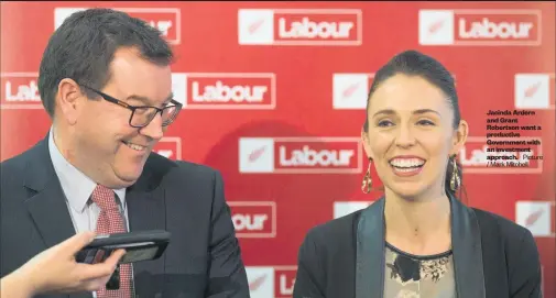  ?? Picture / Mark Mitchell ?? Jacinda Ardern and Grant Robertson want a productive Government with an investment approach.