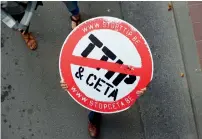  ?? — AFP ?? Despite seven years of talks between Ottawa and Brussels, the CETA Treaty crashed into a wall on Friday after being rejected by the Belgian region of Wallonia.