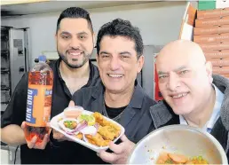  ??  ?? Top team Joe, Naz and Cal with the House of Shah’s Irn-bru pakora dish