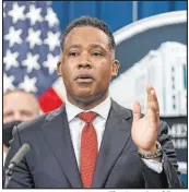  ?? The Associated Press ?? Assistant Attorney General Kenneth Polite Jr. of the Justice Department during a news conference Tuesday in Washington about a darknet law enforcemen­t operation that led to charges in Las Vegas.