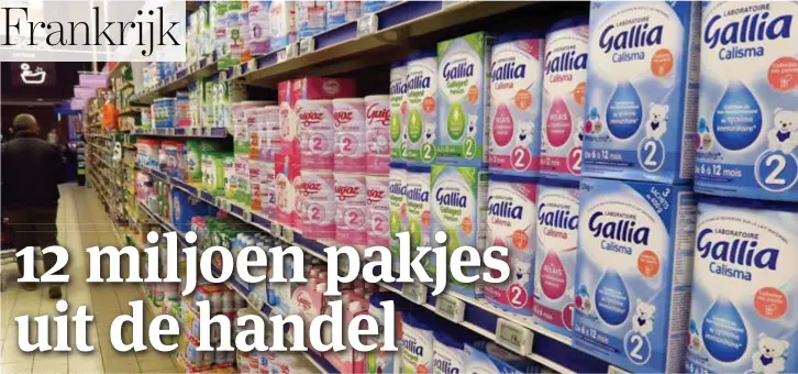  ?? FOTO EPAEFE ?? Geen Lactalis meer in de Franse rekken. De supermarkt­en haalden vervangpro­ducten in huis.