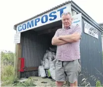  ?? PHOTO: DANIEL BIRCHFIELD ?? Not at ease . . . Derek Beveridge, 26 Squadron Air Training Corps unit commander, at the squadron’s compost stall, which has been targeted by thieves.