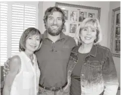  ??  ?? Debbie Brotsky (left), 1st Texas Fire Protection; Matt Sneller, Sneller Custom Homes and Remodeling; and Bette Moser, HomeAid Houston celebrate the completion of improvemen­ts to the Freedom Place recovery center, a HomeAid project that provides care...