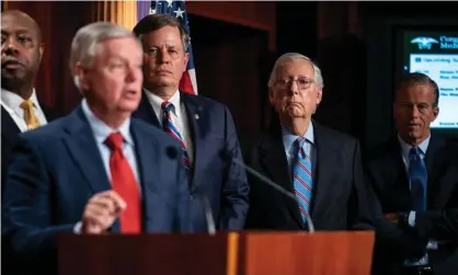  ?? Photograph: Kent Nishimura/Los Angeles Times/Rex/Shuttersto­ck ?? Mitch McConnell with Lindsey Graham in July last year. Graham’s words come amid a rumbling dispute between McConnell and Trump.