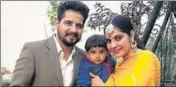  ??  ?? Deceased Puneet Kaur, her husband Amardeep Singh and their son in a family photograph. HT PHOTO