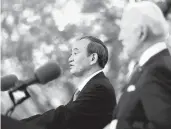  ?? ANDREW HARNIK/AP ?? Japan’s Prime Minister Yoshihide Suga and President Joe Biden speak Friday at the White House.