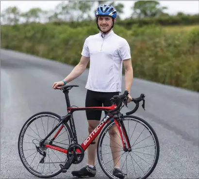  ??  ?? Davoren Fallon from Calry is training for the Haute Route in France this August in memory of his best friend Alex McGourty. He is raising money for the Kevin Bell Repatriati­on Trust. Chain Driven Cycles sponsored the bike for the photo and RSS (Record...