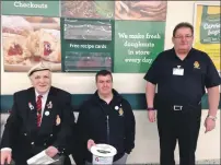  ??  ?? Mark McCann, ex RAF, Stuart Gallacher, 1st Battalion Scotsguard and Lieutenant Colonel Kevin Lane, ex army, were among the veterans raising funds by bag packing in Morrisons.