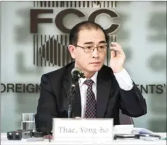  ?? ED JONES/AFP ?? Former North Korean deputy ambassador to Britain Thae Yong-ho talks to the media in Seoul yesterday.