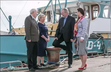  ??  ?? John Connaughto­n (BIM), Dr Janette Davies, Dr Sigurdur Bogason, and Kate Dempsey on Wexford Quayfront.