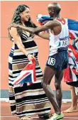  ??  ?? Proud: Tania and Mo after he won the 10,000m at London 2012