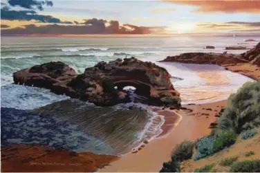  ??  ?? Victoria, Australia, London Bridge, Portsea, Victoria, Austrlia, oil, 20 x 30" (51 x 76 cm)