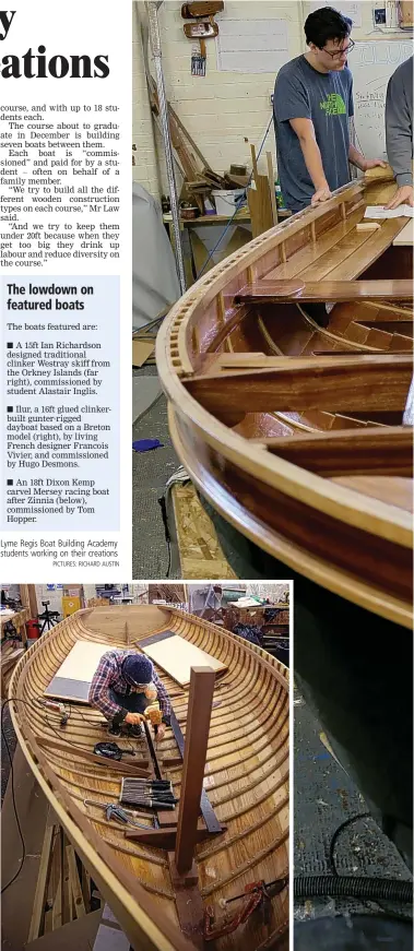  ?? PICTURES: RICHARD AUSTIN ?? Lyme Regis Boat Building Academy students working on their creations