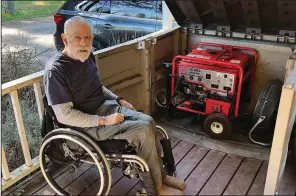  ?? (File Photo/AP/Terry Chea) ?? Richard Skaff, a paraplegic who is an advocate for the disabled, talks March 9 about his backup generator at his home in Guernevill­e, Calif.