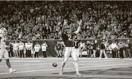  ?? Jon Shapley / Staff photograph­er ?? Texas A&M wide receiver Jhamon Ausbon (2) elected to stay for his senior season and will be among the Aggies’ leaders.