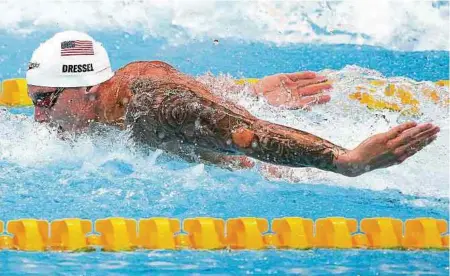  ?? AGENCIA EFE ?? Caeleb Dressel fue el rey. Aportó 5 oros para el título de los Estados Unidos, solo se le fue el del relevo 4x100 estilos mixto.