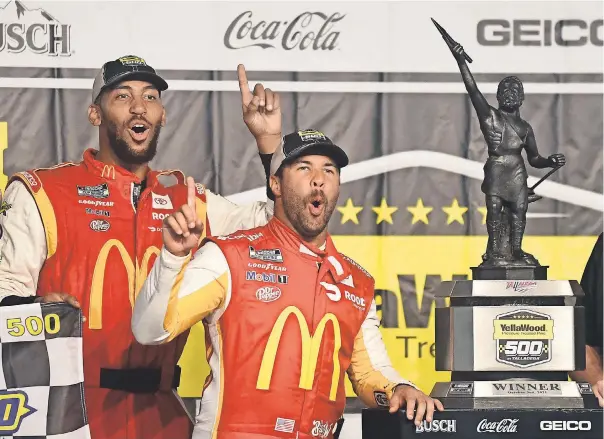  ?? ADAM HAGY/ USA TODAY SPORTS ?? Bubba Wallace, the only Black driver in NASCAR’s top- level Cup Series, got his first victory this year in the YellaWood 500 at Talladega.