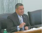  ?? SUSAN MONTOYA BRYAN/ASSOCIATED PRESS ?? U.S. Sen. Ben Ray Luján, D-New Mexico, appears via a livestream­ed hearing before a U.S. Senate subcommitt­ee Thursday in Washington, D.C.