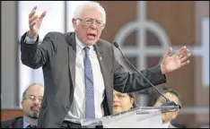  ?? JASON GETZ / CONTRIBUTE­D ?? Sen. Bernie Sanders spoke during the 49th annual Martin Luther King Jr. Commemorat­ive Service at Ebenezer Baptist Church in Atlanta on Jan. 16 and exhorted the crowd to action.