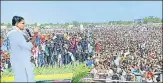  ?? HT PHOTO ?? Tonk MLA and former deputy CM Sachin Pilot addresses a kisan mahapancha­yat held in Rajasthan on Friday.