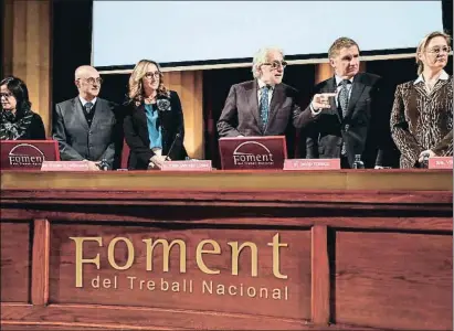  ?? ÀLEX GARCIA ?? Josep Sánchez Llibre, presidente de Foment del Treball, en una asamblea de la organizaci­ón