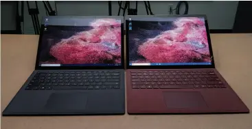  ??  ?? The Microsoft Surface Laptop 2 (left) and the Microsoft Surface Laptop, now referred to as the Surface Laptop (1st Gen). On the outside, they’re functional­ly identical.