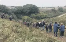  ?? STEVE EVANS ?? Excited bird enthusiast­s look for the owl.