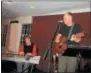  ??  ?? Gavin Landless, left, and Dick Canty perform a timeless musical journey through classic rock songs March 6 at the Colgate Inn in Hamilton.