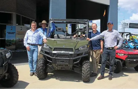  ?? PHOTO: CONTRIBUTE­D ?? STAYING SAFE: AgForce CEO Michael Guerin, Central Bike Centre Emerald Managing Director Ross Drayton, Polaris Queensland State Manager Matthew Norris and Farm and Garden Products Rockhampto­n Manager Tony Patterson.