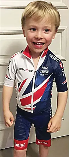  ??  ?? Like father, like son: Callum in his cycling outfit