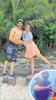  ??  ?? Vivek Dahiya and Divyanka Trip pathi Dahiya in Thailand; (inset) the c couple enjoying scubadivin­g